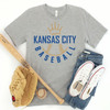 Kansas City Baseball Crown Unisex T-Shirt - Royal, Baby Blue, or Gray
