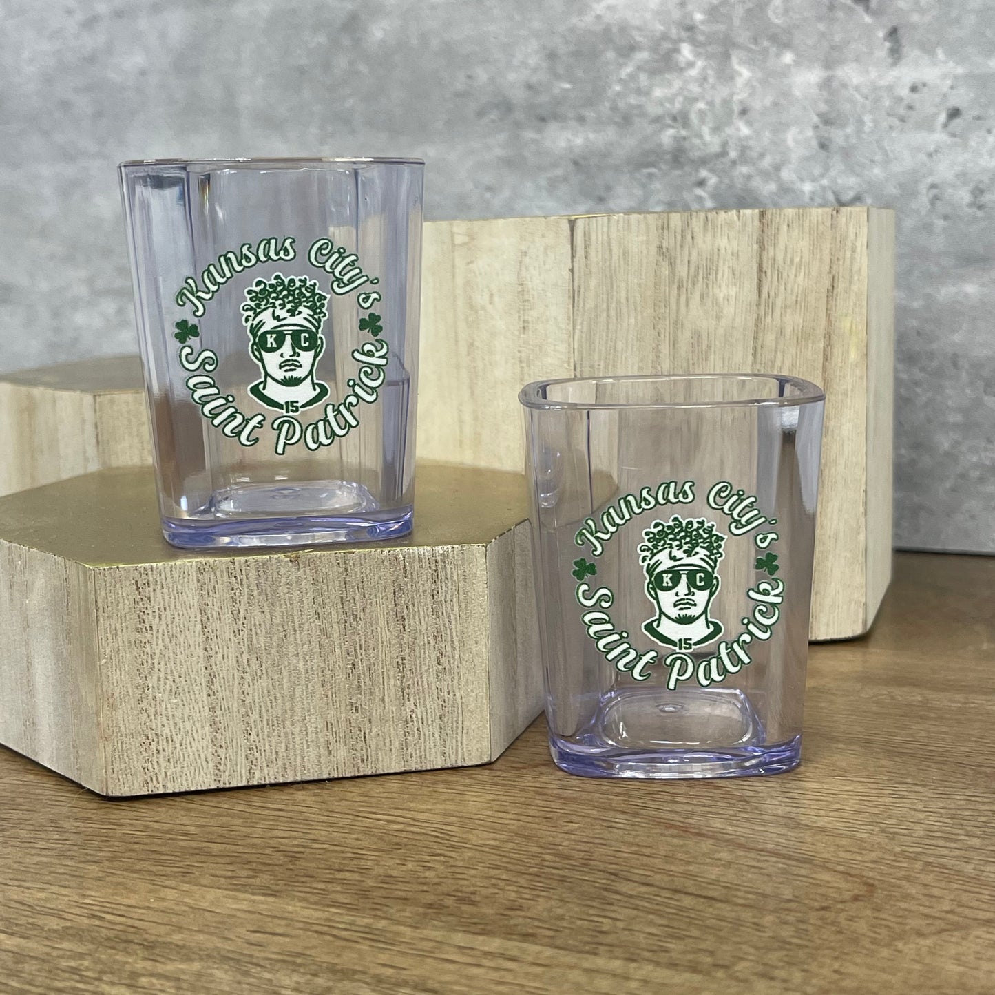 Kansas City's St. Patrick Shot Glasses - 2 oz Acrylic Square Shot Glasses
