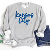 Kansas City Script Unisex Sweatshirt - Gray or Royal Blue