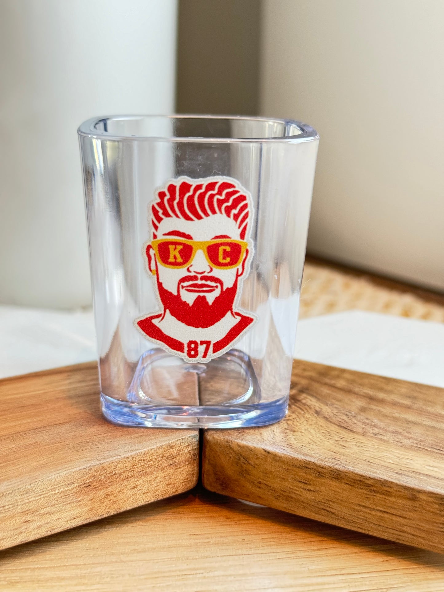 Kansas City Football Shot Glasses - 2 oz Acrylic Square Shot Glasses