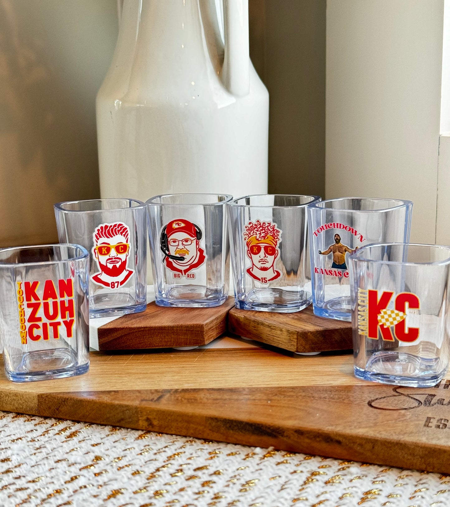 Kansas City Football Shot Glasses - 2 oz Acrylic Square Shot Glasses