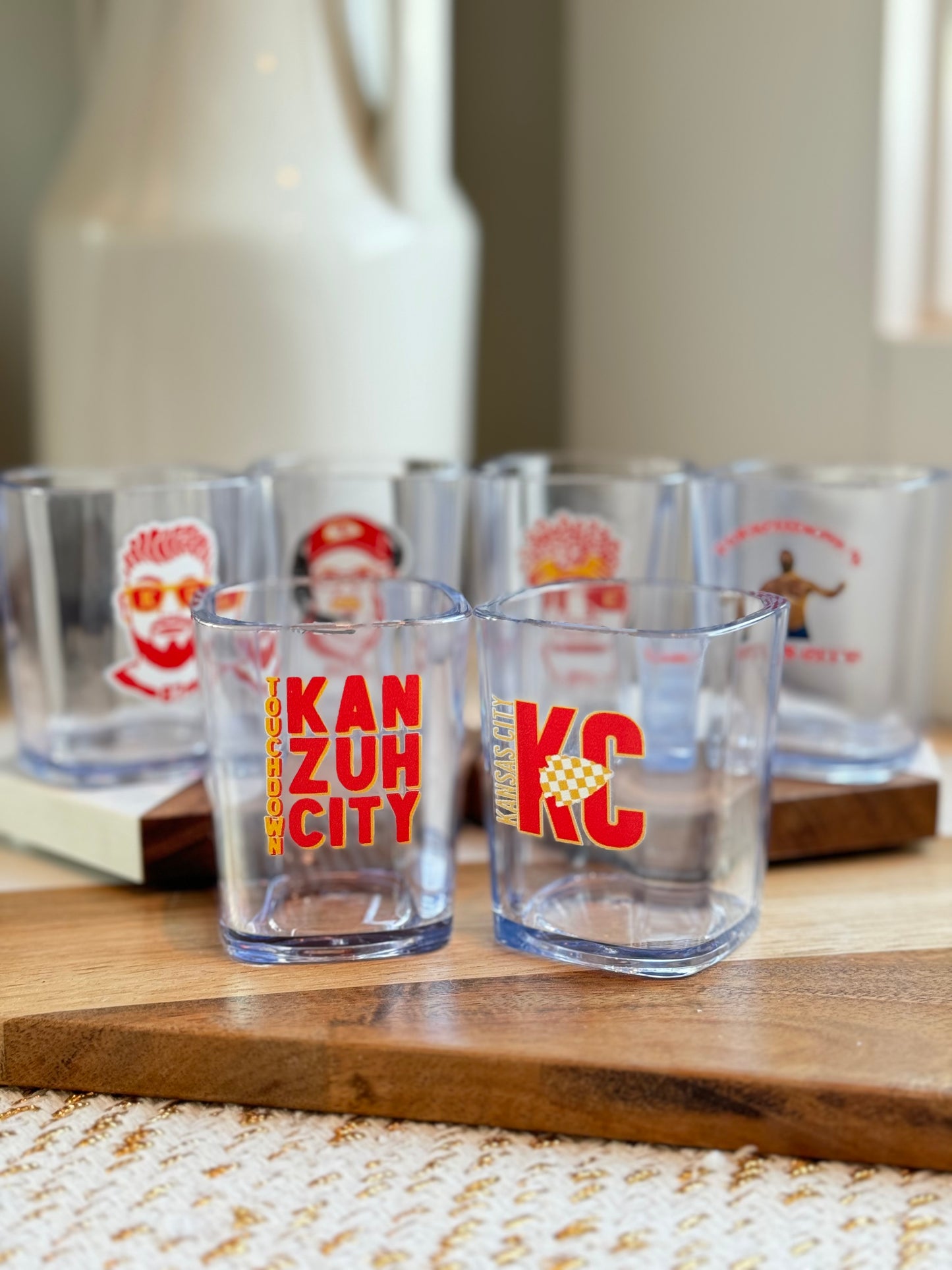 Kansas City Football Shot Glasses - 2 oz Acrylic Square Shot Glasses