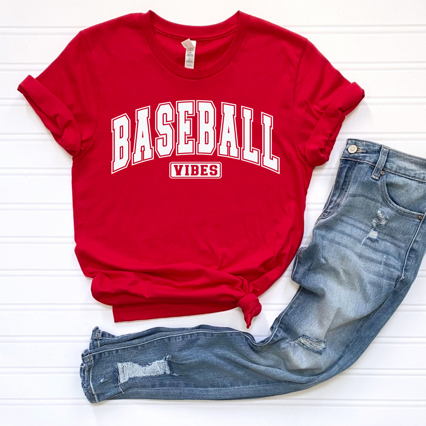 Baseball Vibes T-Shirts - Red, Black, Baby Blue, Royal Blue or Gray