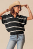 Chrisley Stripe Lightweight Knit Top With Collar