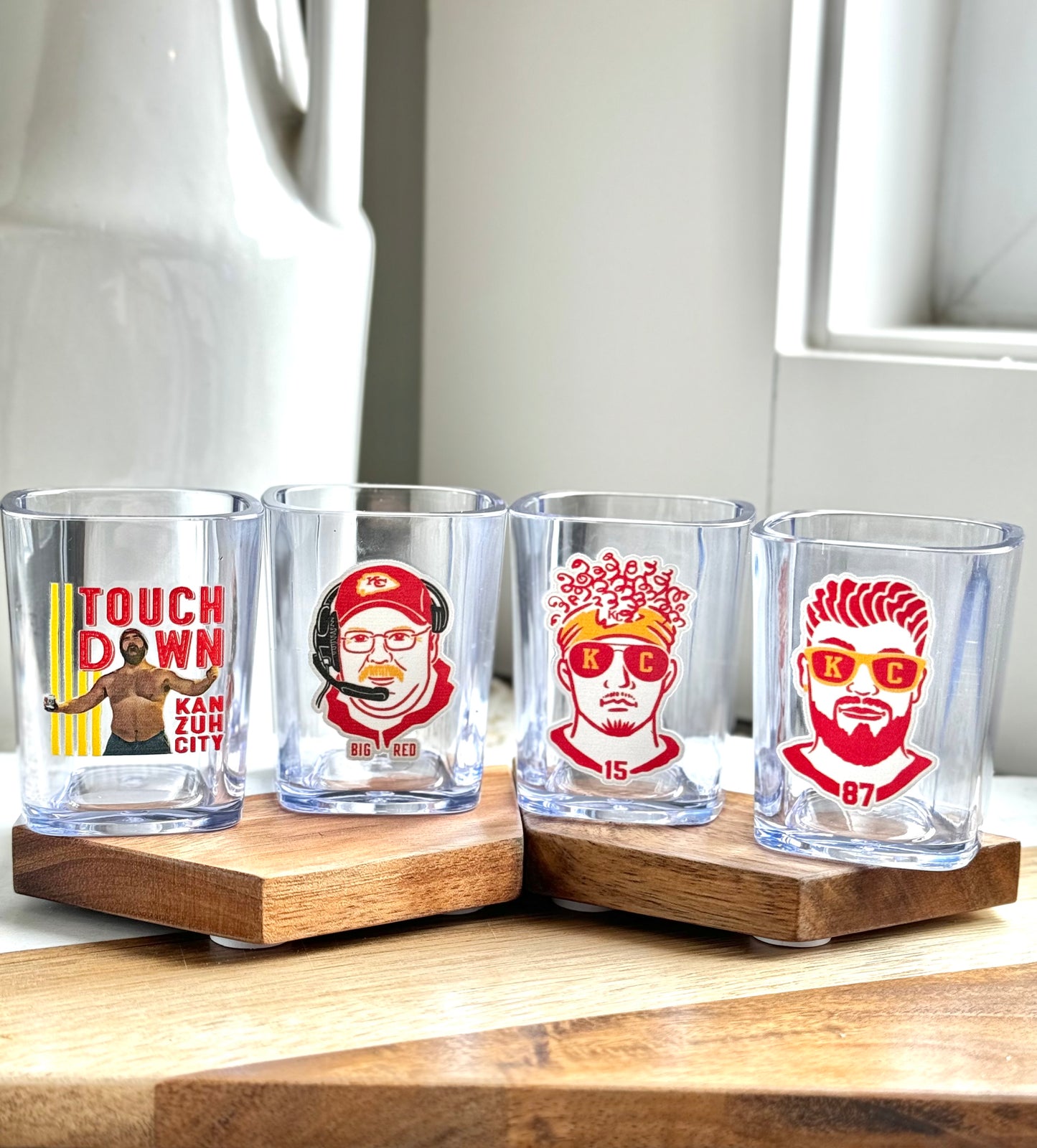 Kansas City Football Shot Glasses - 2 oz Acrylic Square Shot Glasses
