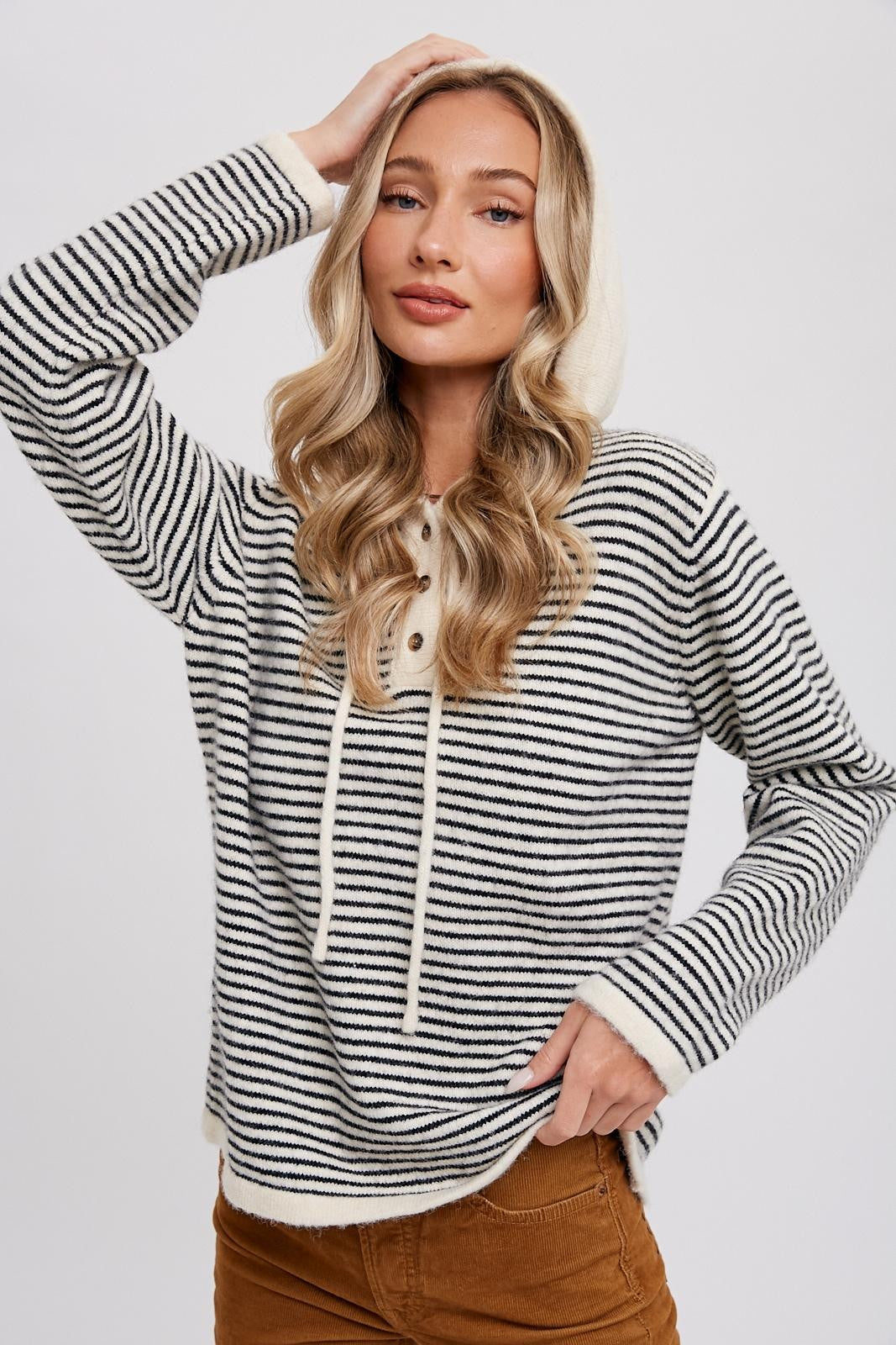 Hannah Striped Henley Sweater