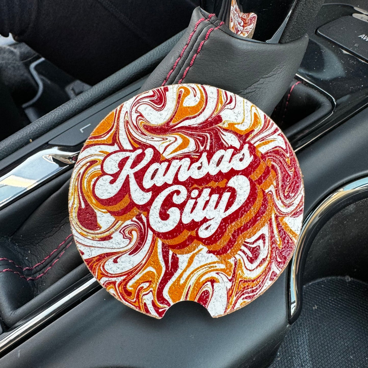Kansas City Spirit Cork Car Coasters - 2 1/2 Inch UV Printed Cork Coaster Set of 2