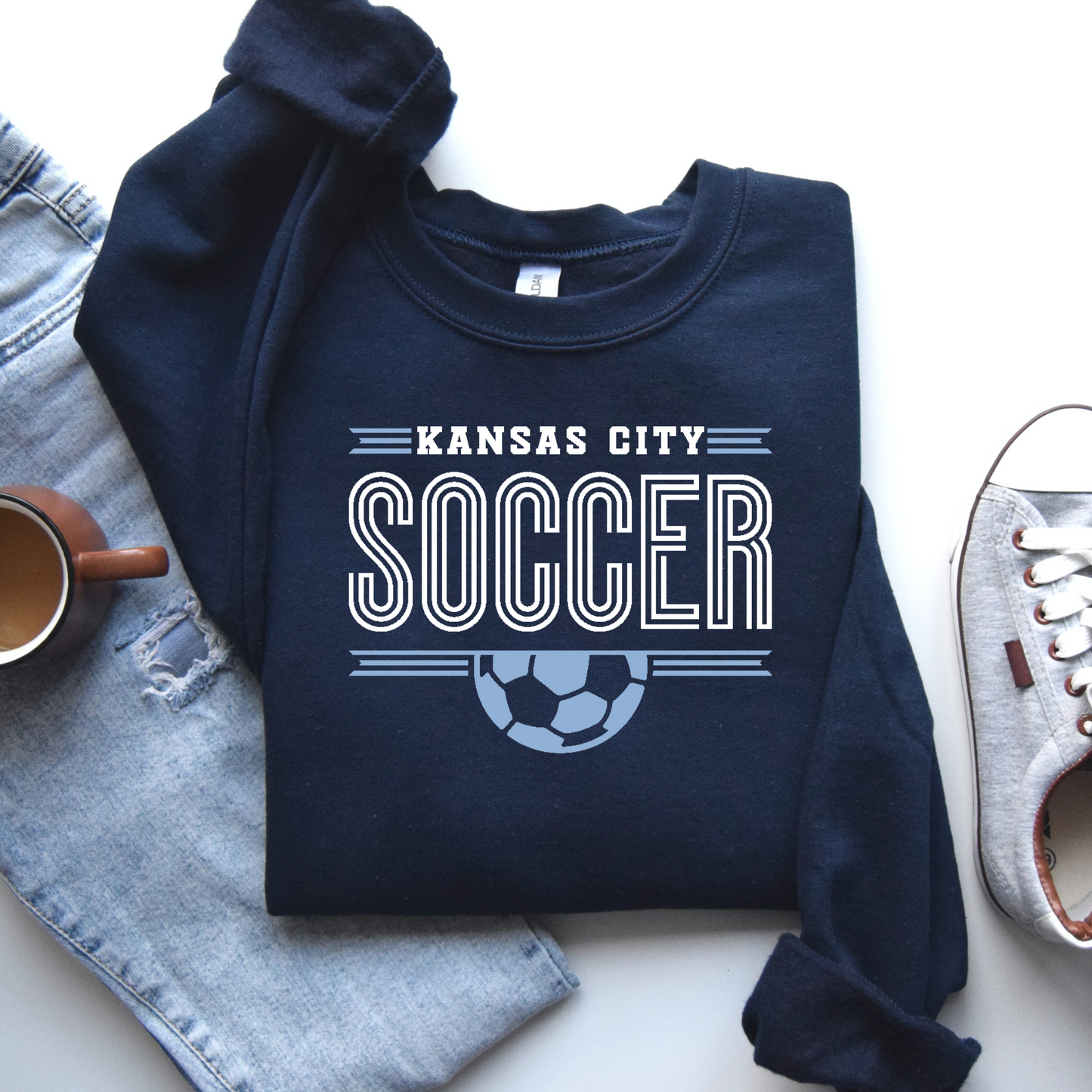 KC Soccer Lines Sweatshirt - Navy, Gray, or Light Blue