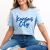 Kansas City Script Unisex T-Shirt - Royal, Baby Blue, or Gray