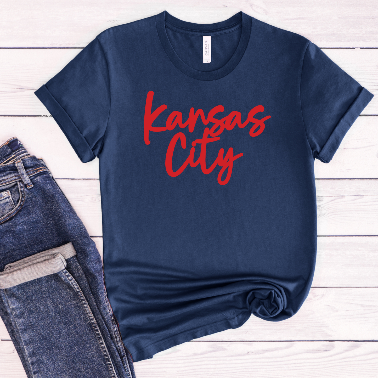 Kansas City Script Women's Soccer Unisex T-Shirt - Teal or Navy