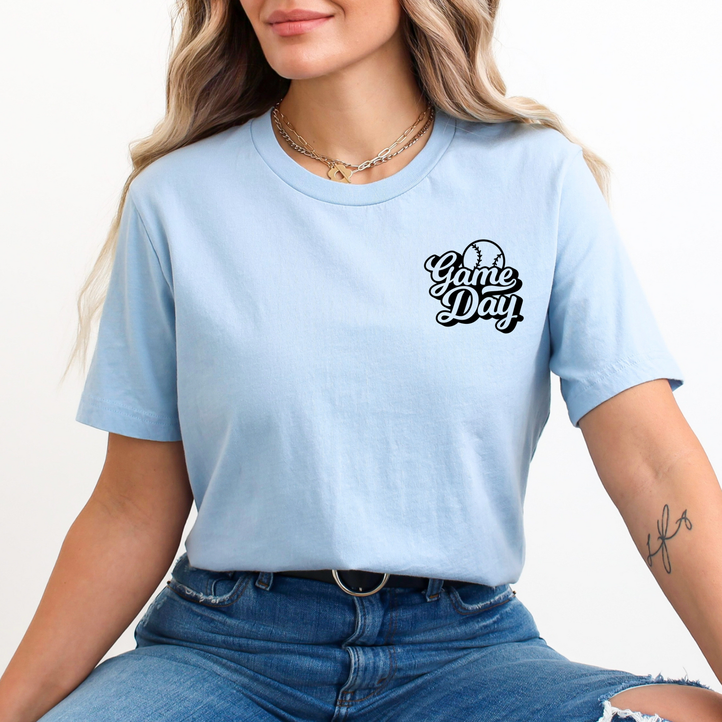 Pocket Baseball/Softball Game Day Unisex T-Shirt - Black, Royal, Baby Blue, Navy or Gray