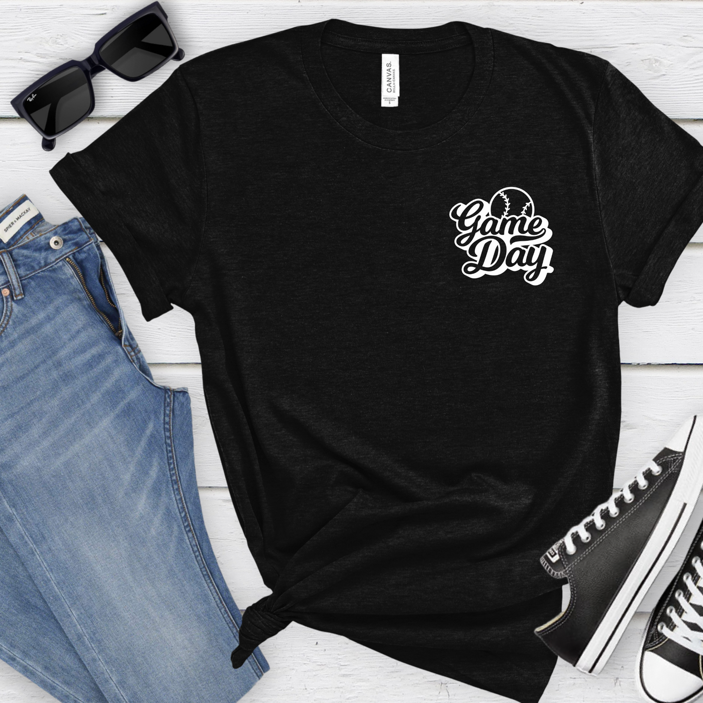 Pocket Baseball/Softball Game Day Unisex T-Shirt - Black, Royal, Baby Blue, Navy or Gray