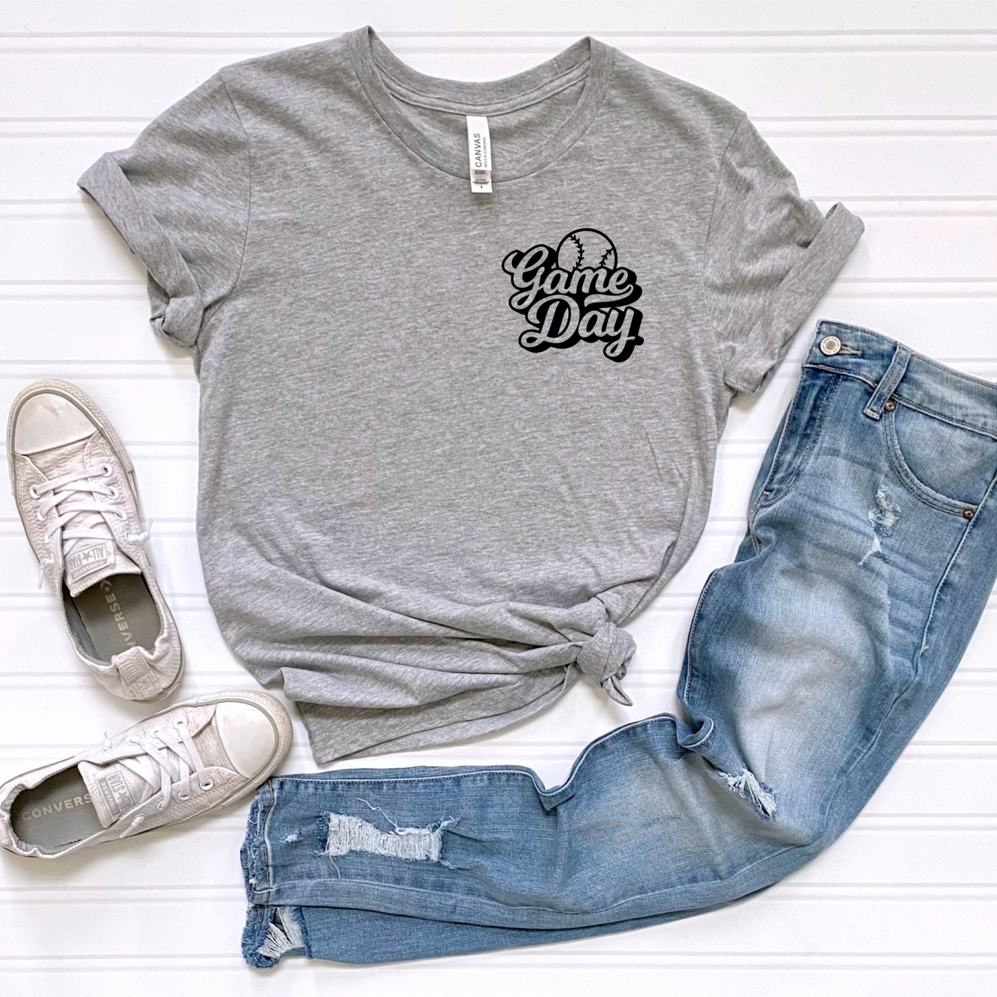 Pocket Baseball/Softball Game Day T-Shirts - Red, Black, Baby Blue, or Gray