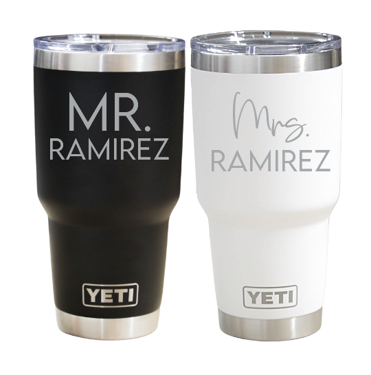 Bride and Groom Yeti Set, Bride Tumbler, Wedding Gift Personalized, Bride Gift, Mrs Mug, Mrs Tumbler, Laser Engraved Tumbler, Gift for Couples