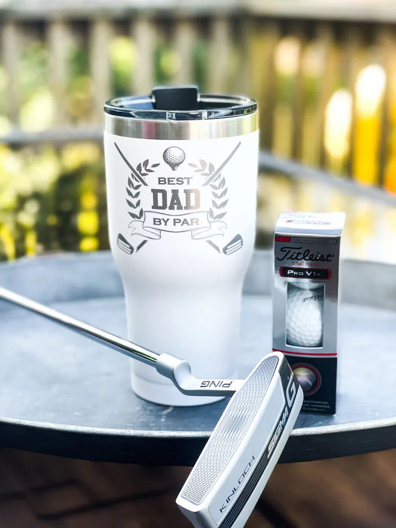 Best Dad by Par Engraved YETI Tumbler - 20oz/30oz, Multiple Colors Available - Ideal Gift for Golfing Dads