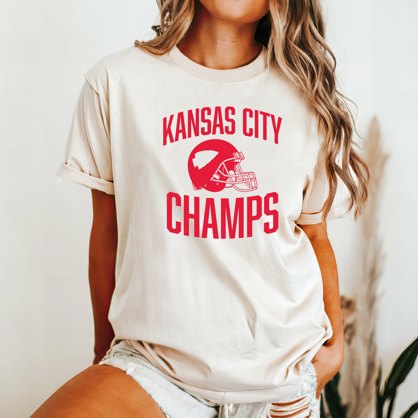 Kansas City Champs Football- Ivory or Pepper Comfort Colors T-Shirt