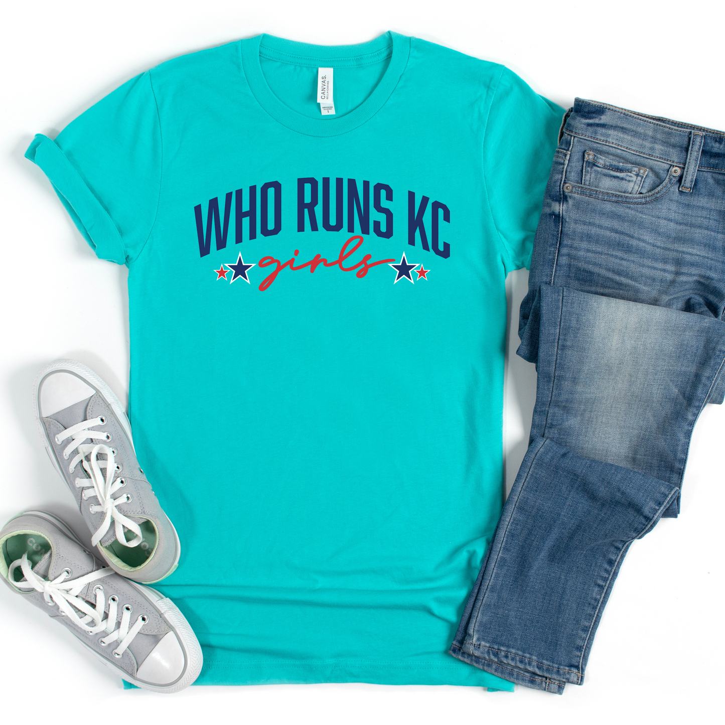 Who Runs Kansas City Women's Soccer Unisex T-Shirt- Teal and Navy Options