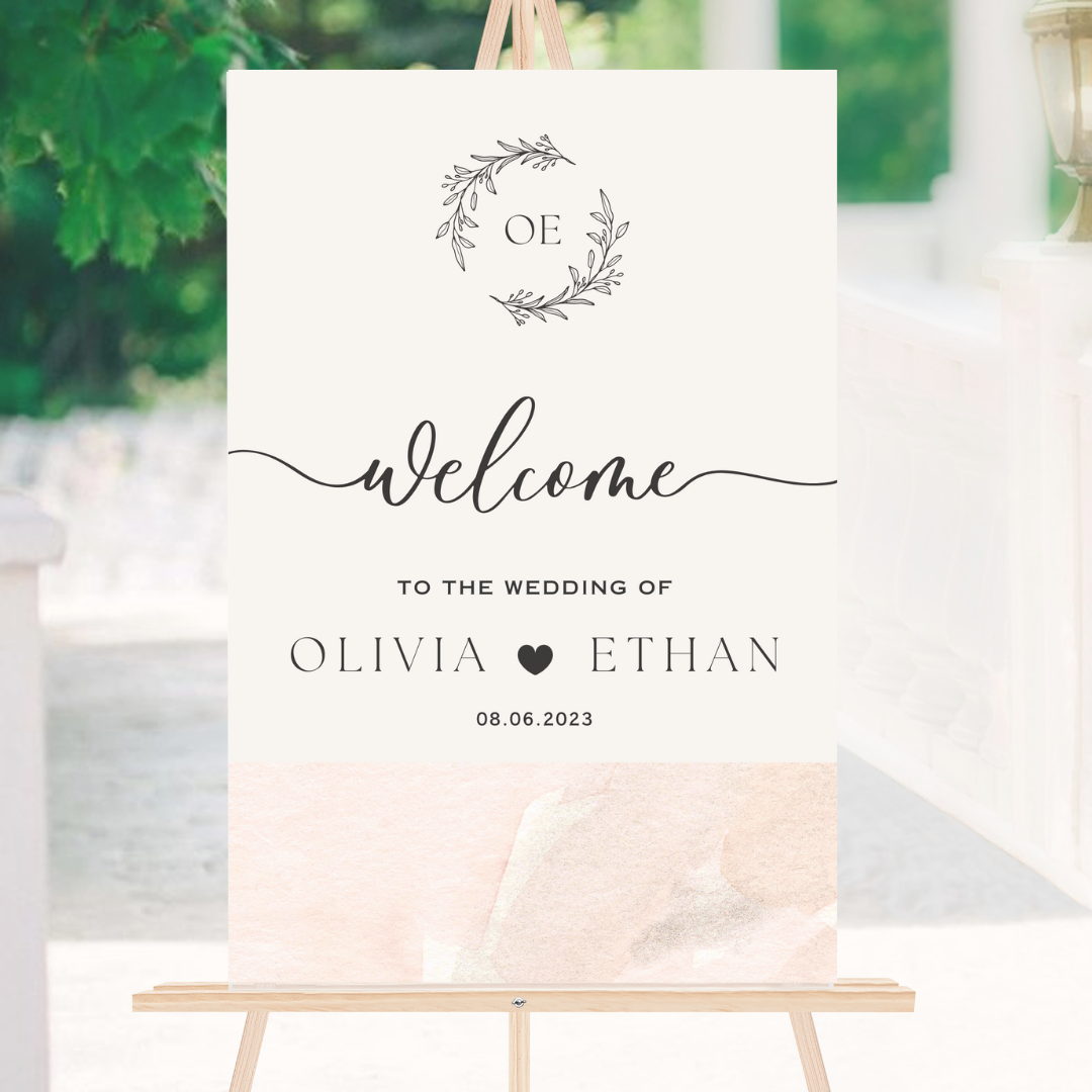 Acrylic Welcome Wedding Sign Wreath