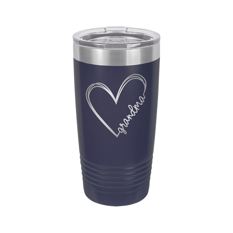 Cursive Grandma Heart Tumbler
