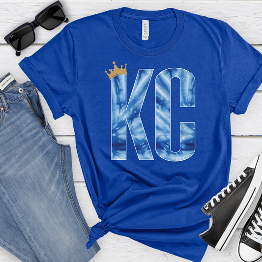 Tie Dye Kansas City Baseball Unisex T-Shirt - Royal, Baby Blue, or Gray