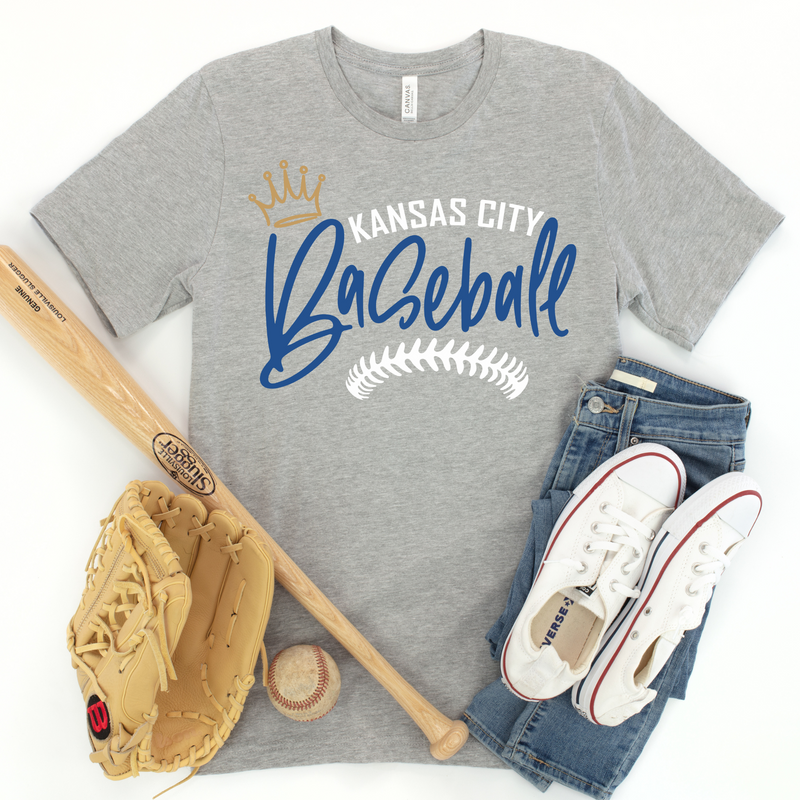 Kansas City Baseball Stitches Unisex T-Shirt - Royal, Baby Blue, or Gray