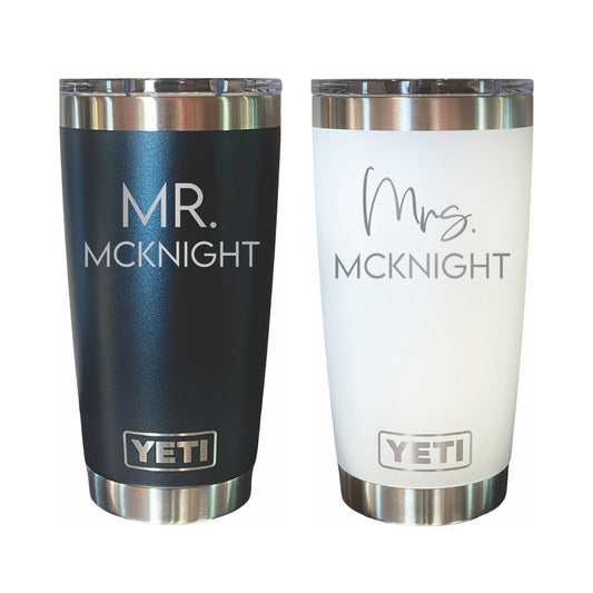Christmas Special - Free Ornament - Bride and Groom Yeti Set, Bride Tumbler, Wedding Gift Personalized, Bride Gift, Mrs Mug, Mrs Tumbler,  Gift for Couples