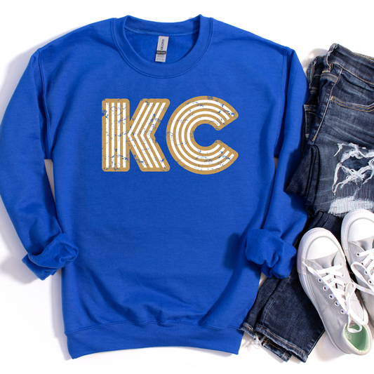 Distressed KC Unisex Sweatshirt - Royal Blue