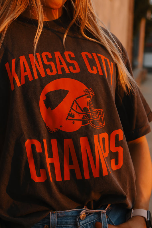 Kansas City Champs Football- Ivory or Pepper Comfort Colors T-Shirt