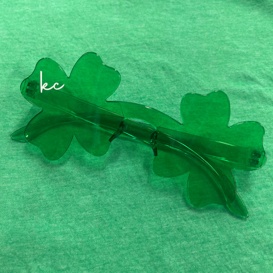 KC Green Shamrock Shaped Glasses - Kansas City St. Patrick's Day Must Have Accessory