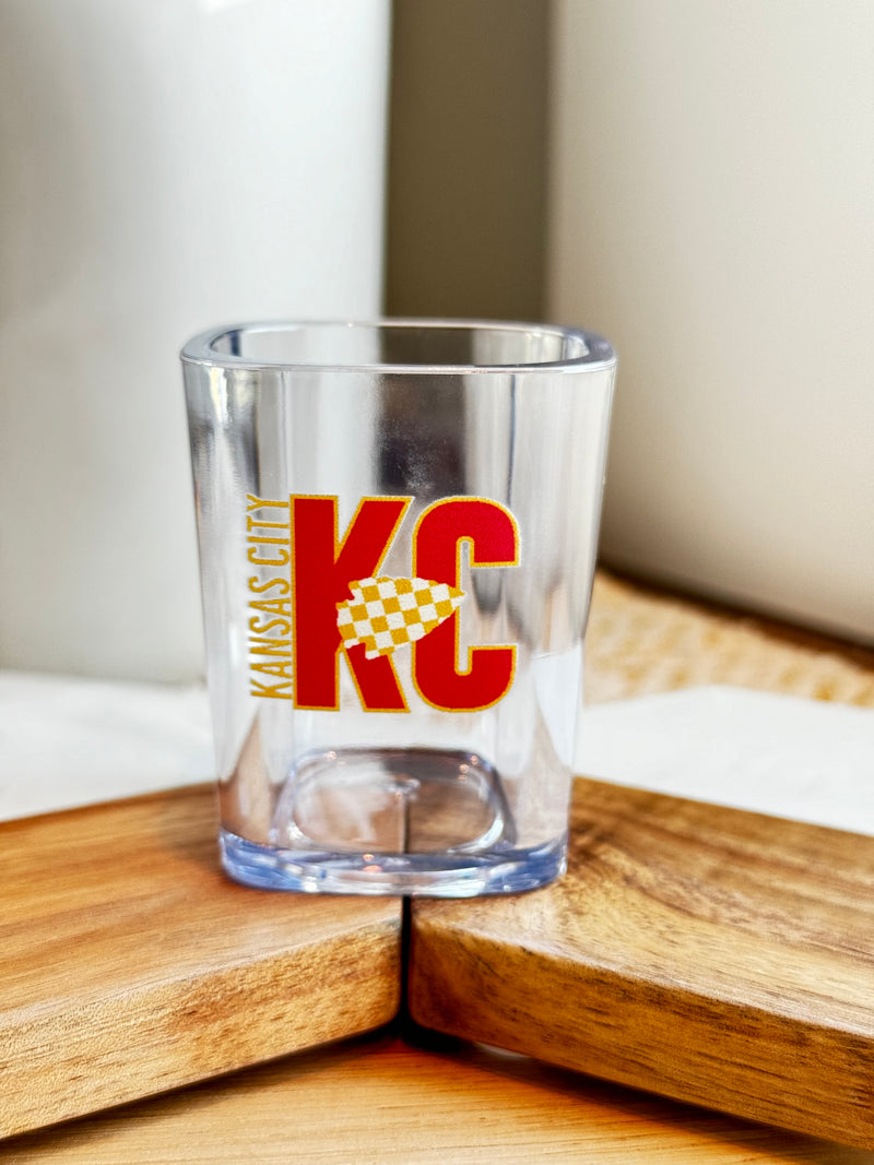 Kansas City Football Shot Glasses - 2 oz Acrylic Square Shot Glasses