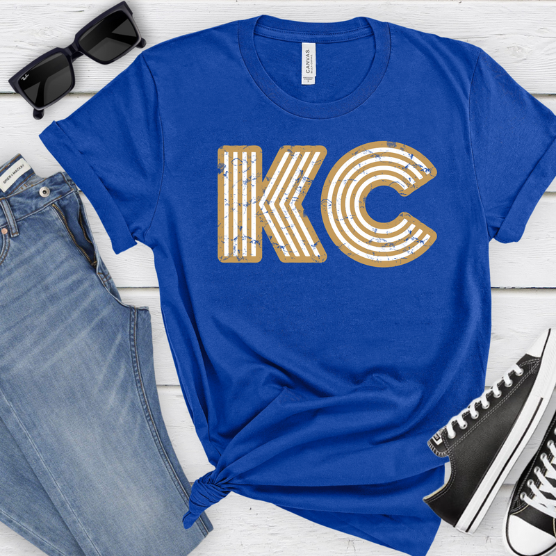 Distressed KC Unisex T-Shirt - Royal, Baby Blue, or Gray