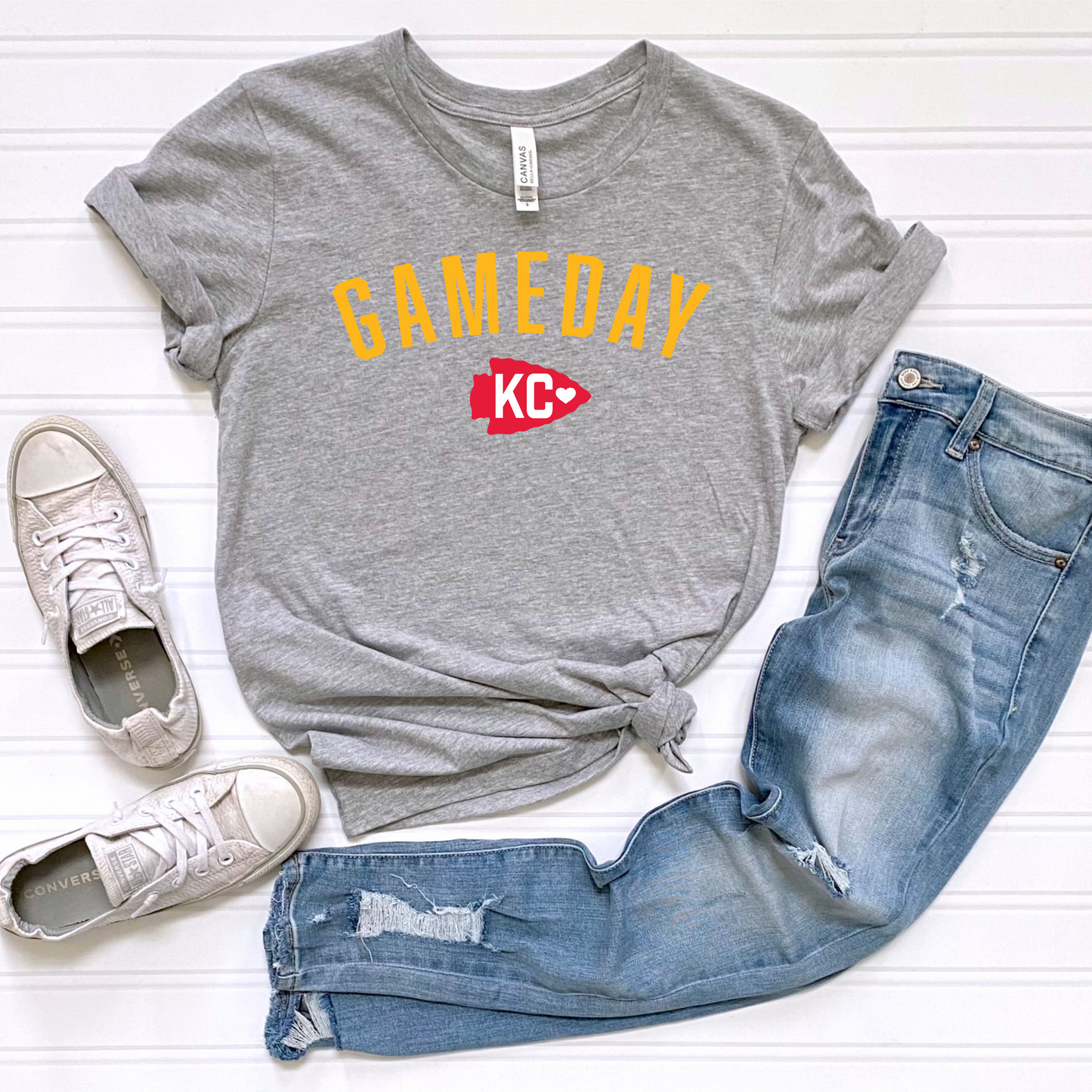 Gameday KC Heart Arrowhead Unisex T-Shirt - Black or Grey Options