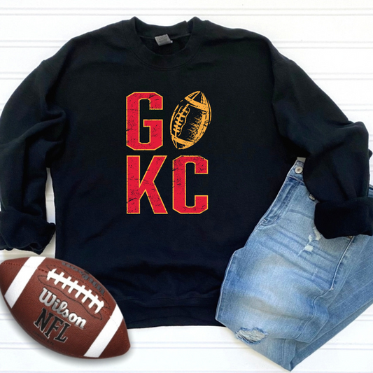 Go KC Football Sweatshirt- Black and Grey Options