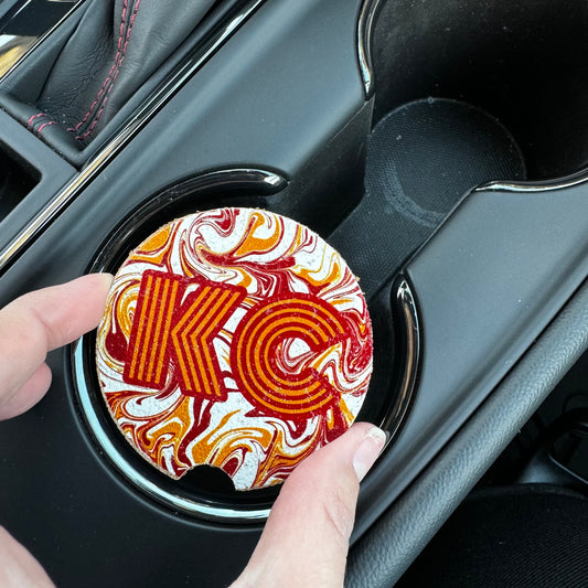 Kansas City Spirit Cork Car Coasters - 2 1/2 Inch UV Printed Cork Coaster Set of 2