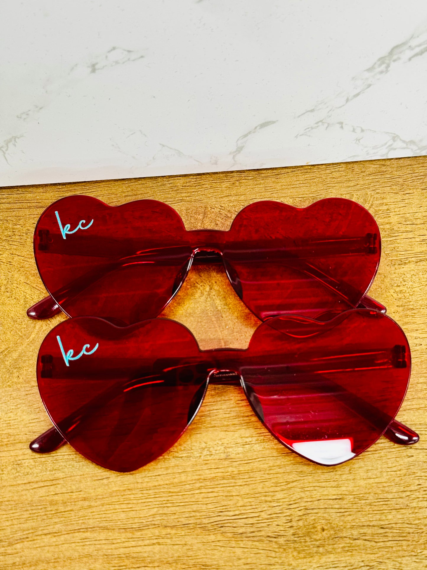 KC Red Heart Shaped Glasses - Teal KC