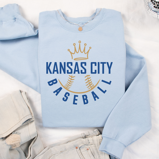 Kansas City Baseball Crown Unisex Sweatshirt - Light Blue
