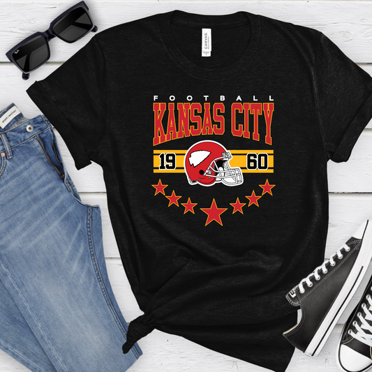 Kansas City Football Stars T-Shirt - Red, Black, and Grey Options