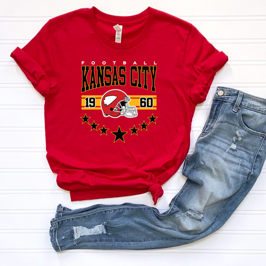 Kansas City Football Stars T-Shirt - Red, Black, and Grey Options