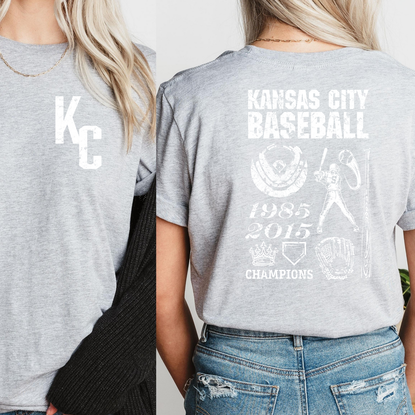 Kansas City Baseball Collage Unisex T-Shirt - Royal, Baby Blue, or Gray