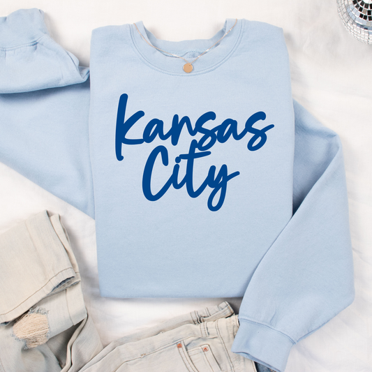 Kansas City Script Unisex Sweatshirt - Light Blue