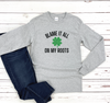Blame It All On My Roots Irish Shamrock Long-Sleeve T-Shirt - St. Patrick's Day Shirt - Gray  Perfect for the Irish drinker. Soft Unisex St. Patrick's Day Long-Sleeve T-Shirt.   Kansas City Irish Long-Sleeve T-Shirt