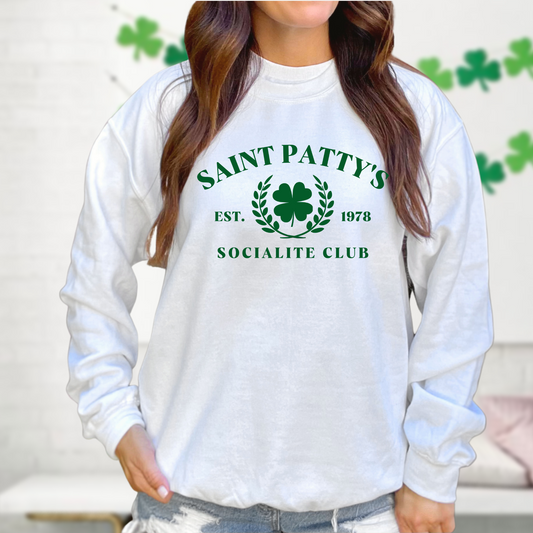 <p>Saint Patty's Socialite Club Long-Sleeve T-Shirt - White</p> <p>Trendy Soft Unisex St. Patrick's Day Long-Sleeve T-Shirt. Perfect for day drinking!</p>
