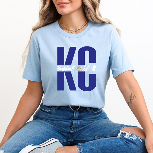 Split KC Baseball Unisex T-Shirt - Royal, Baby Blue, or Gray