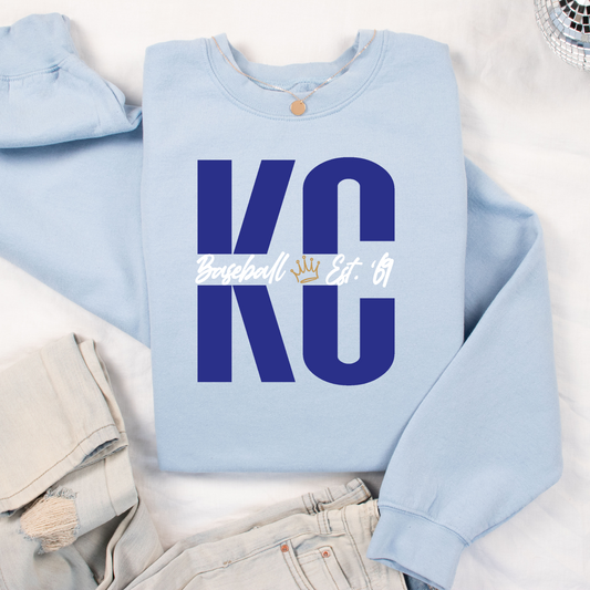 Split KC Baseball Unisex Sweatshirt - Light Blue