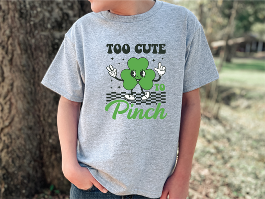 Too Cute To Pinch Youth T-Shirt - Kid's St. Patrick's Day T-Shirt  Trendy Soft Unisex St. Patrick's Day Youth T-Shirt