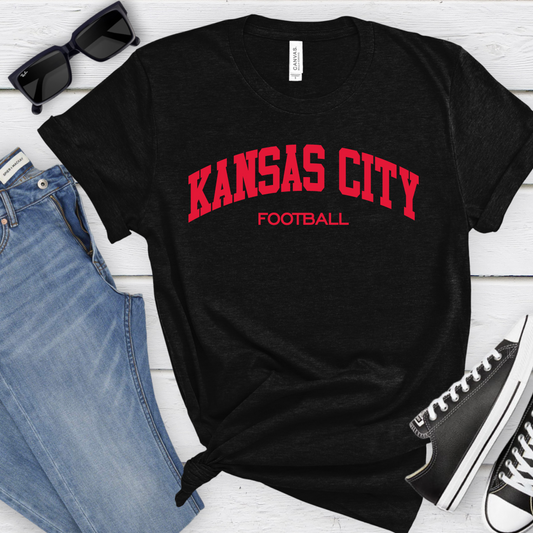 Kansas City Football Unisex T-Shirt - Black, Red or Grey Options