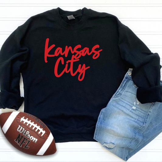 Kansas City Script Unisex Sweatshirt - Black, Red or Grey Options