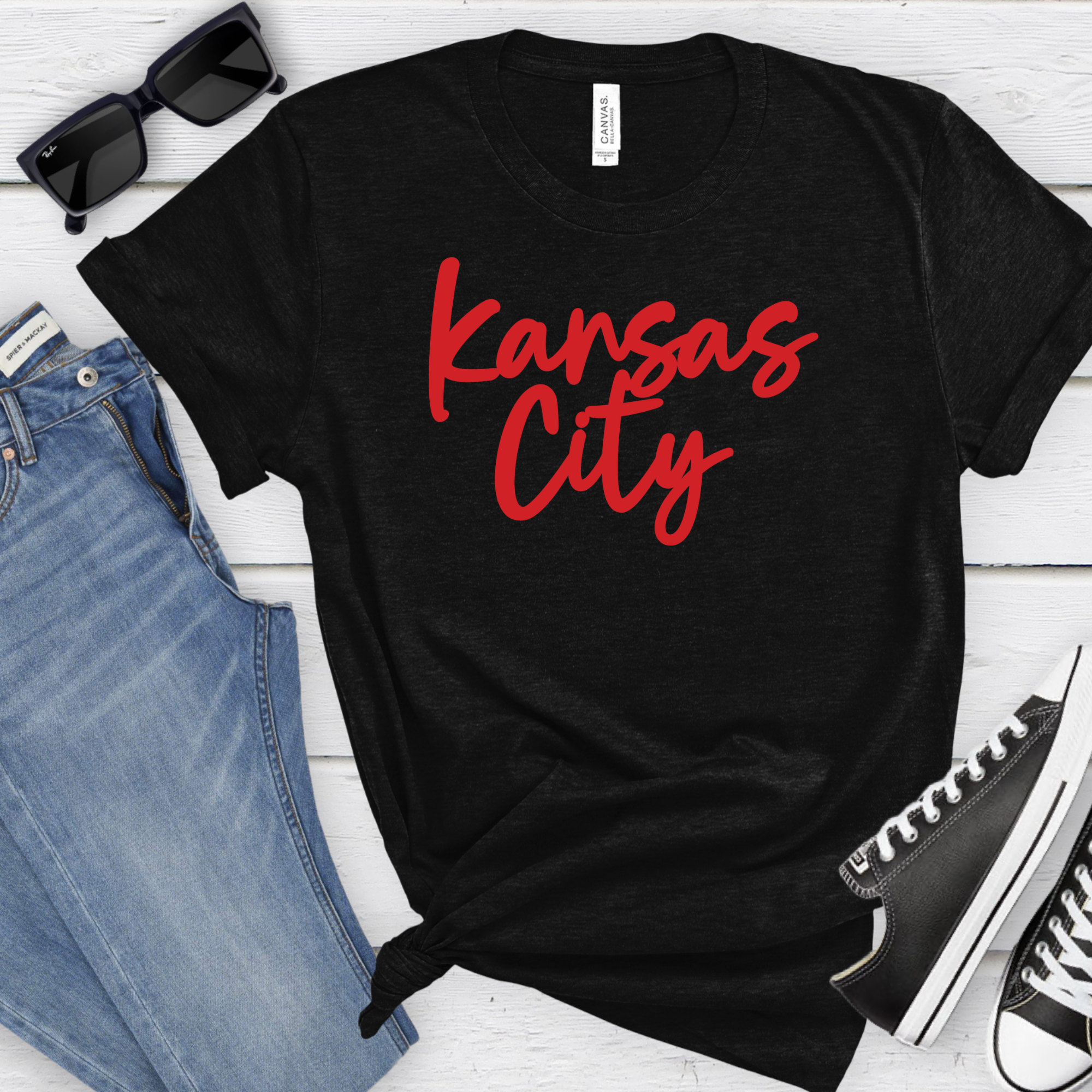 Kansas City Script Unisex T-Shirt - Black or Red – KC Cups